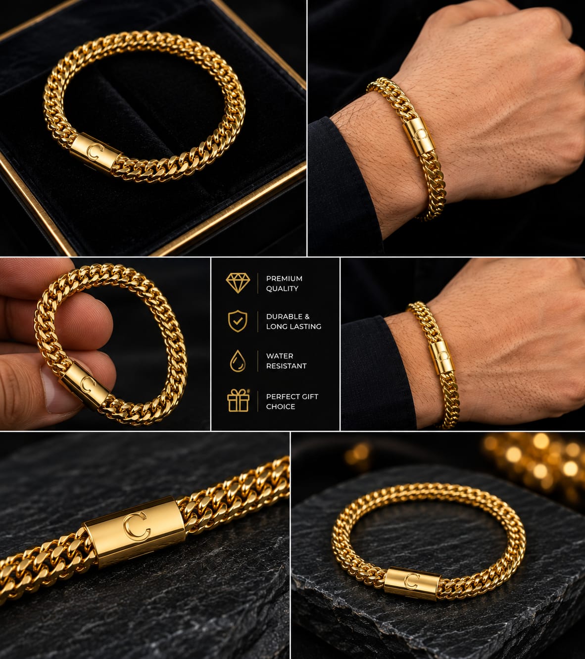 Premium Cuban Chain Bracelet - Magnetic Lock Detail