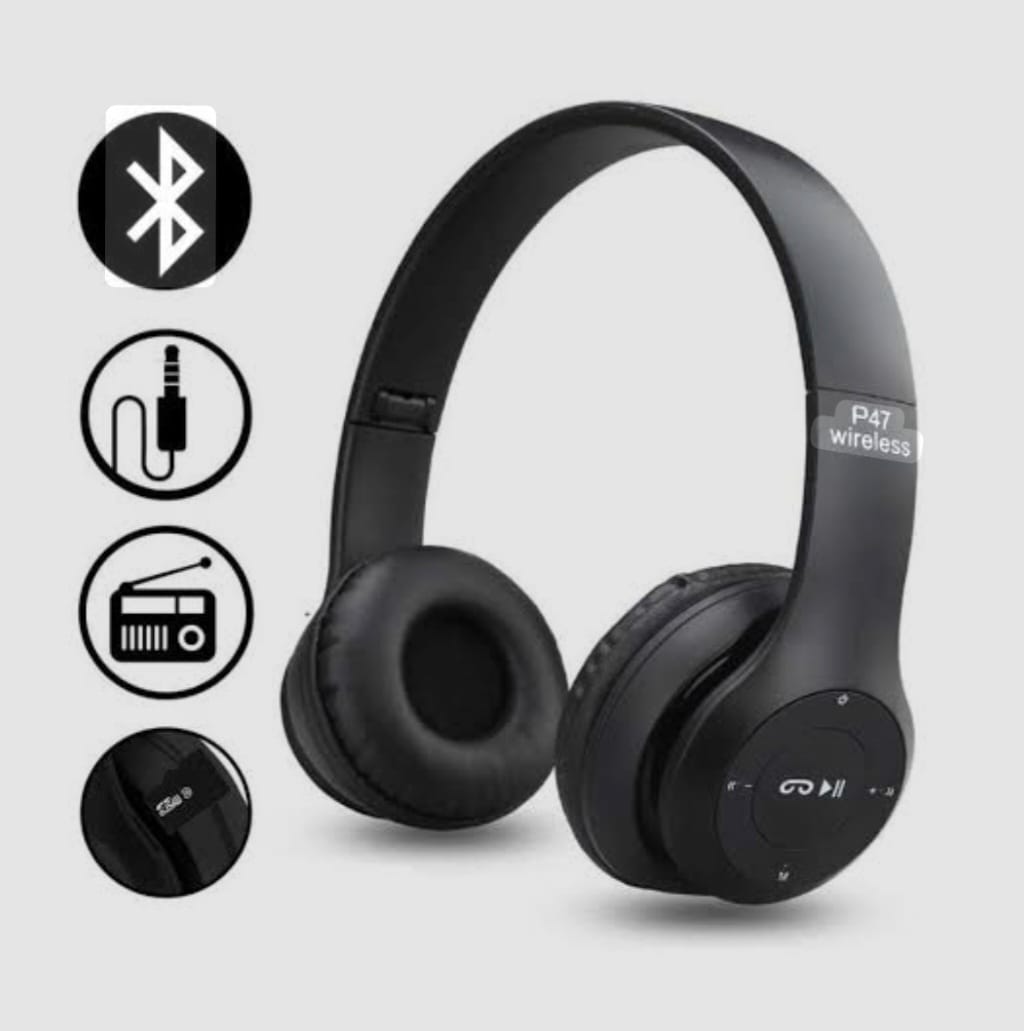P47 Headphones Features – Bluetooth FM Radio AUX