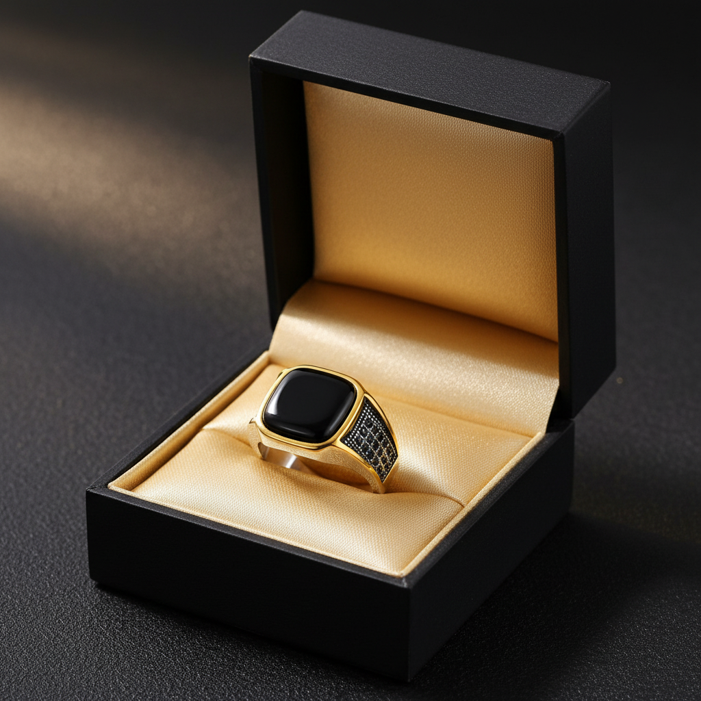 Black Onyx Ring in gift box