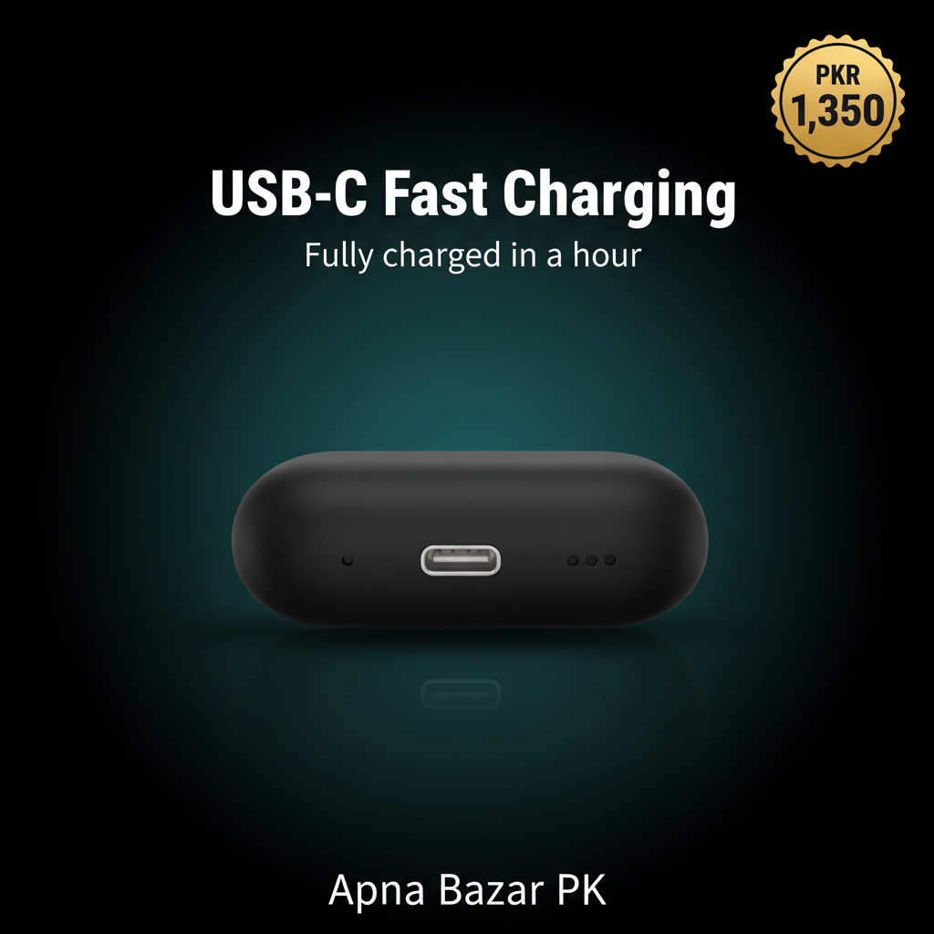 Premium Black Wireless Earbuds – USB-C Charging
